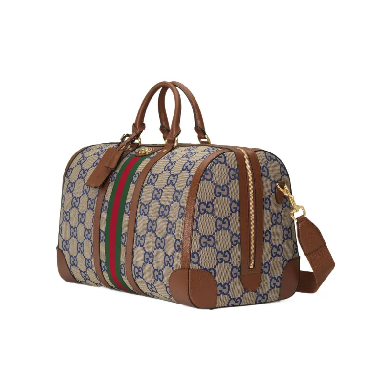 GUCCI Ophidia Canvas With Leather Travel Bag Canvas Bag Shoulder Bag Crossbody Bag Handbag Men's Blue/Brown-1