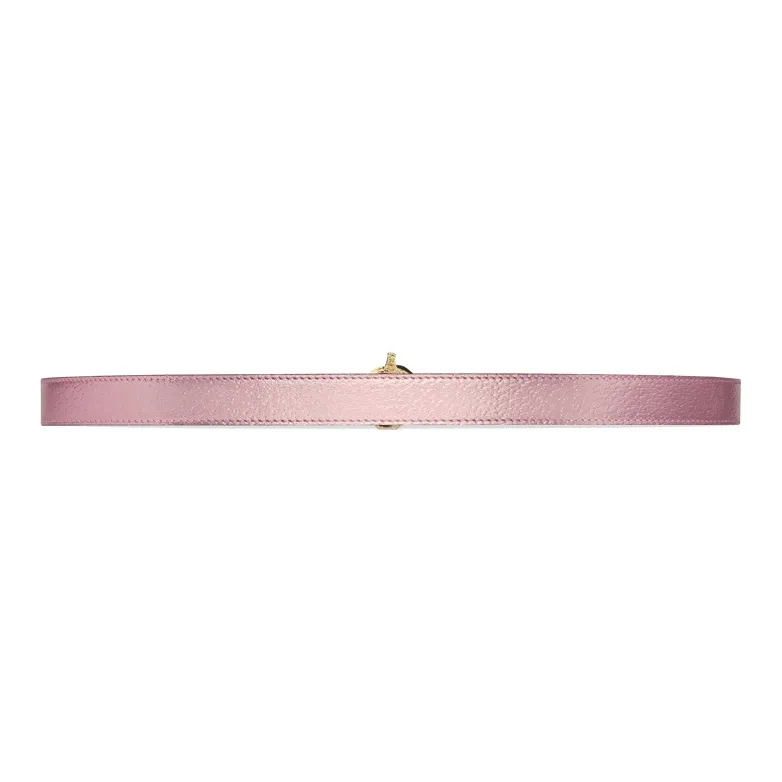 GUCCI Double G Strawberry Buckle Leather Belts Women's Pink Width 2cm-1