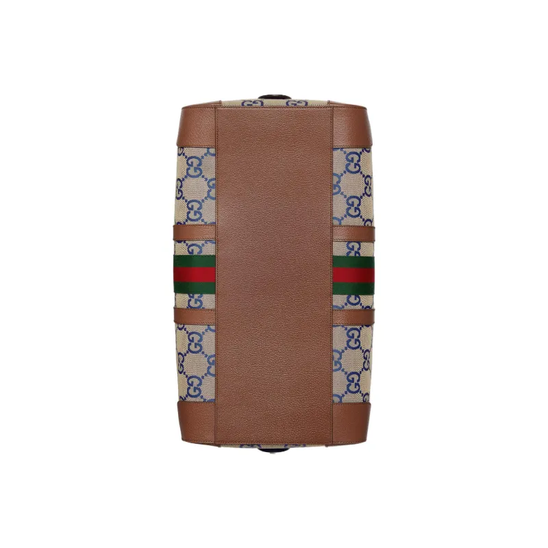 GUCCI Ophidia Canvas With Leather Travel Bag Canvas Bag Shoulder Bag Crossbody Bag Handbag Men's Blue/Brown-6