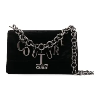 VERSACE JEANS COUTURE Fabric Shoulder Bag, Crossbody Bag Small Size Women's Black
