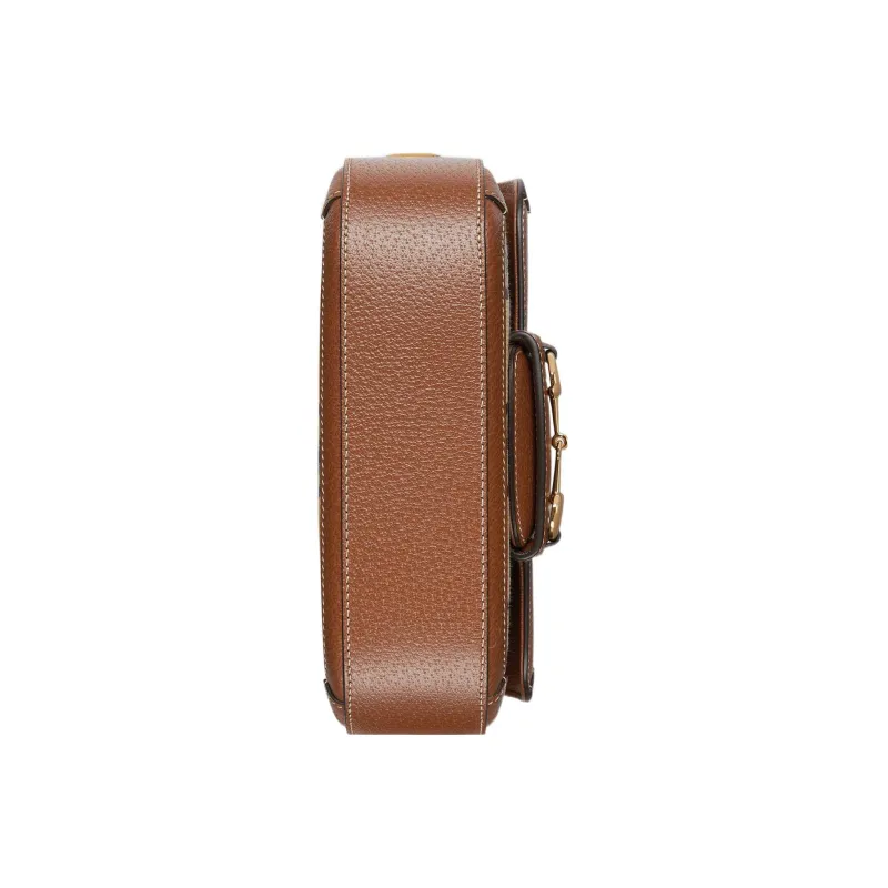 GUCCI Horsebit 1955 Canvas With Leather Canvas Bag, Shoulder Bag, Crossbody Bag Women's Blue/Brown-7
