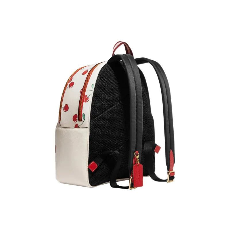 COACH Court Canvas With Pebbled Leather Accents Backpack Large Size Women's White-1