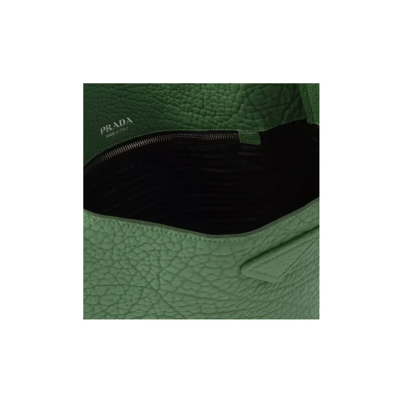 PRADA Leather Tote Bag Shopping Bag Shoulder Bag Handbag Men's Gray Green-4