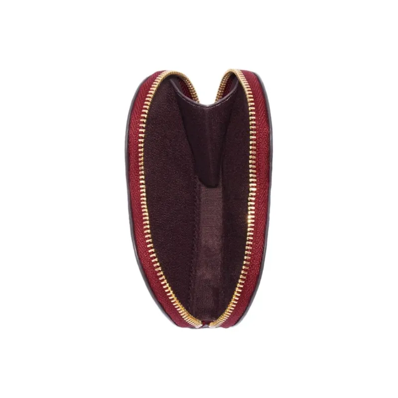 COACH Cross Grain Leather Coin Box Coin Purse Women's Burgundy-1