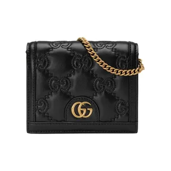 GUCCI Leather Messenger Bag Shoulder Bag Crossbody Bag Wallet Mini Women's Black