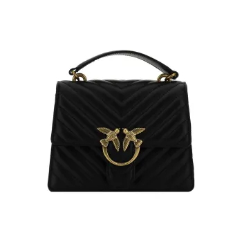 PINKO Quilting Calfskin Shoulder Bag, Crossbody Bag, Handbag Women's Black