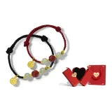 Good Fortune Lotus Cinnabar Jade Couple Bracelet (Men's+Women's)+Romantic Heart Box