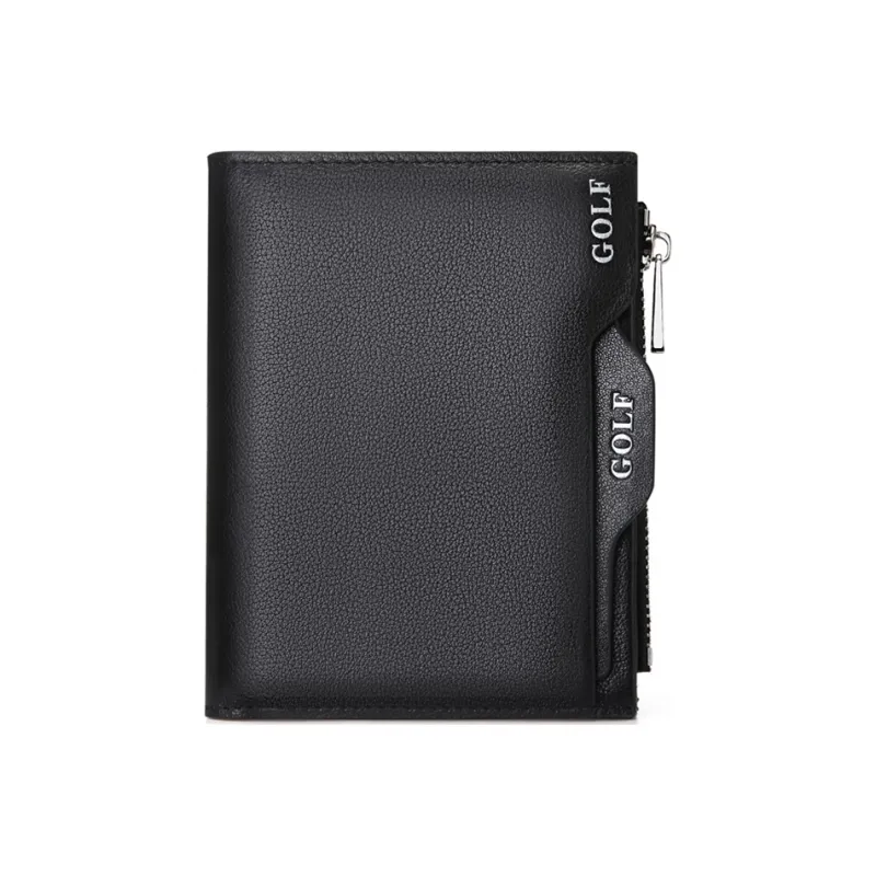 GOLF Top Grain Cow Leather, Genuine Leather Driver's License Case, Card Holder, Wallet Trumpets Men's Black-1