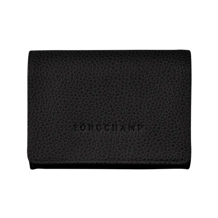 LONGCHAMP Le Foulonné Cow Leather Coin Purse Women's Black-0