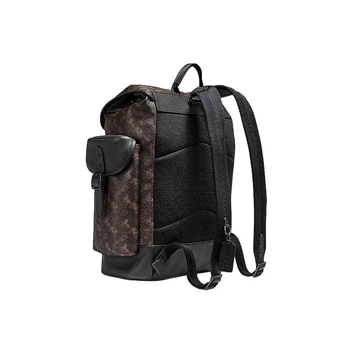 COACH Hitch Leather Backpack Large Size Men's Black & Brown-1