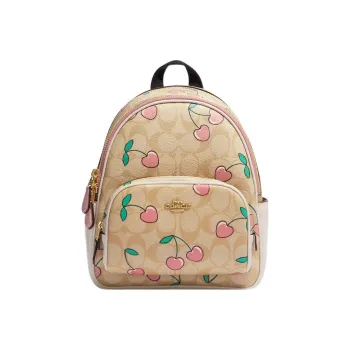 COACH Court Canvas With Leather Backpack Mini Women's Khaki