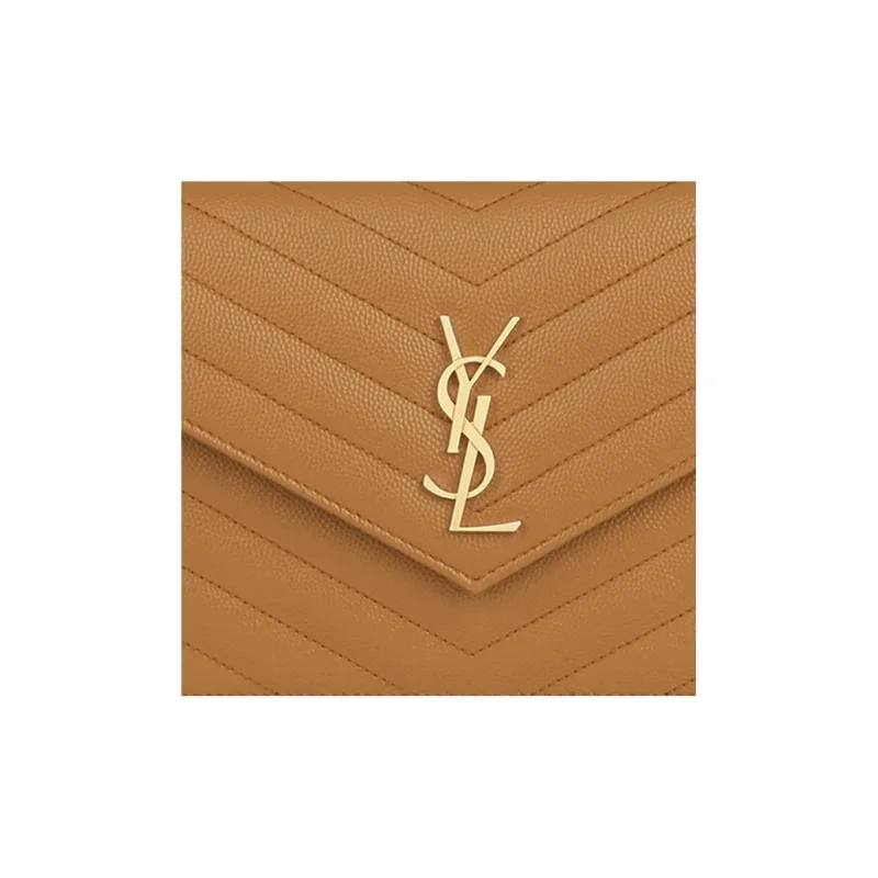 SAINT LAURENT ENVELOPE Cow Leather Envelope Bag Chain Wallet Shoulder Bag Crossbody Bag Regular Women's Dark Natural-5
