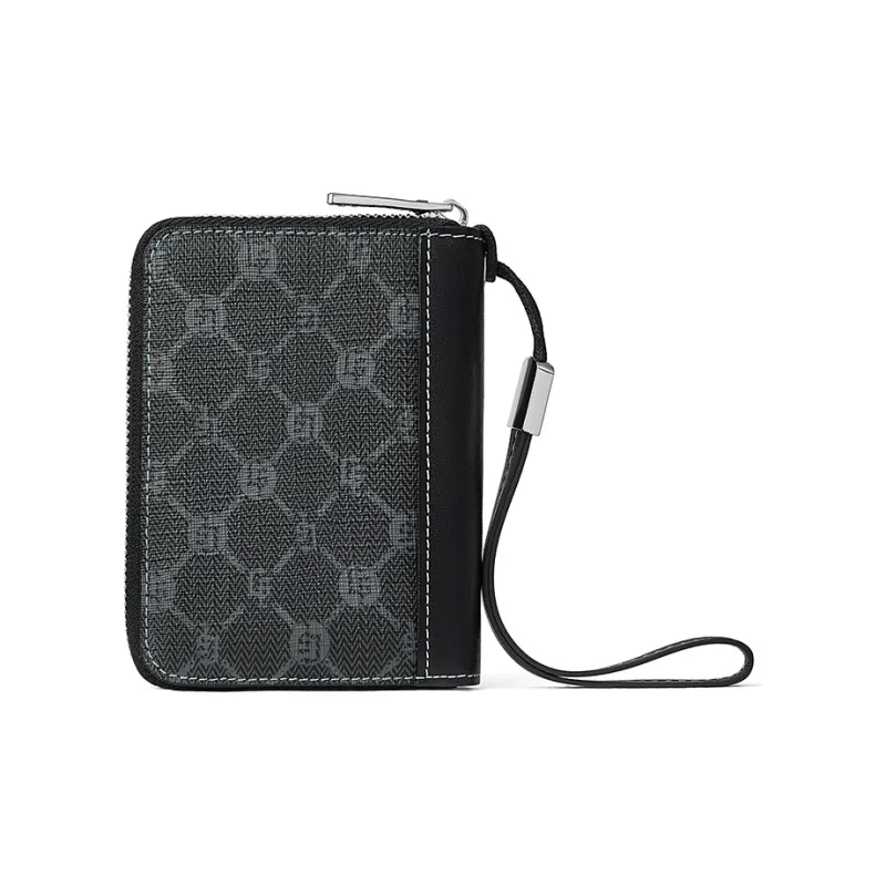 GOLF PVC With Cow Leather Coin Purse, Anti Skimming Card Holder Trumpets Men's Black-4