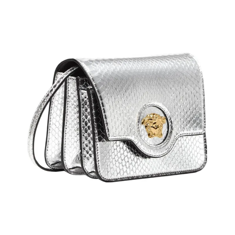 FANSIZHE La Medusa Snake Skin Crossbody Bag Shoulder Bag Small Size Women's Silver-2