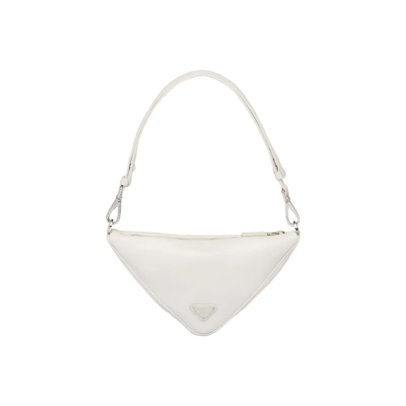 PRADA Triangle Leather Handbag Shoulder Bag Women's White-1
