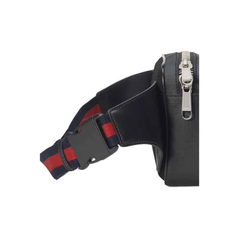 GUCCI Leather Canvas With Leather Sling Bag Shoulder Bag Crossbody Bag Fanny Pack Men's Black Gray Color-5