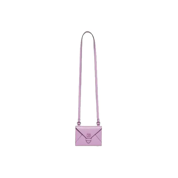 GUCCI GG Marmont Leather One Shoulder Crossbody Clutch Wallet Card Holder Women's Purple-2