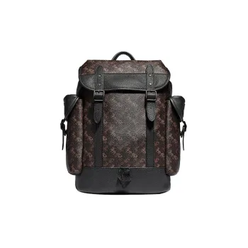COACH Hitch Leather Backpack Large Size Men's Black & Brown