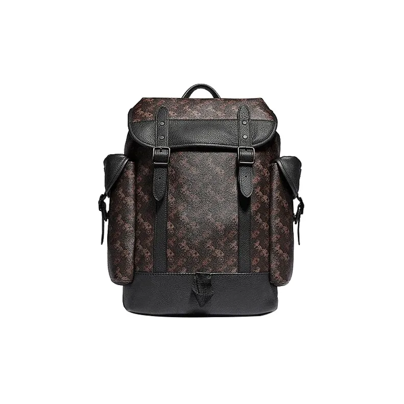 COACH Hitch Leather Backpack Large Size Men's Black & Brown-0