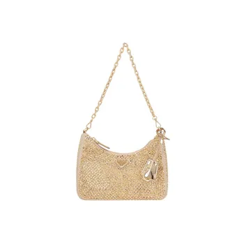 PRADA Cow Leather Portable Crossbody Bag Shoulder Bag Women's Gold