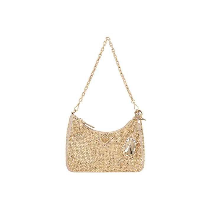 PRADA Cow Leather Portable Crossbody Bag Shoulder Bag Women's Gold-0