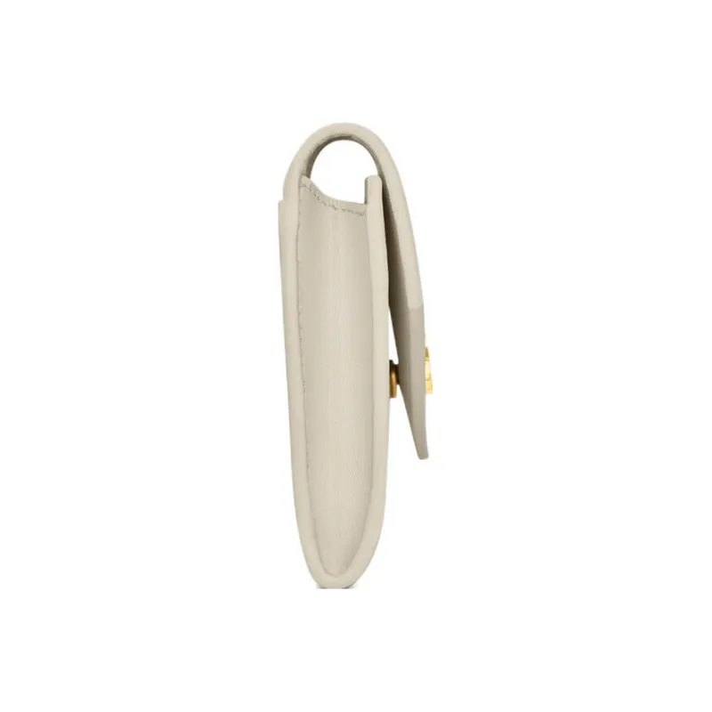 SAINT LAURENT CASSANDRE Cow Leather Patchwork With Sheepskin Envelope Bag Wallets Small Size Women's Vintage White-2