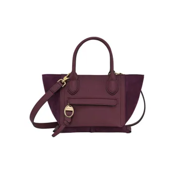 LONGCHAMP Mailbo Velvet Calfskin Shoulder Bag, Crossbody Bag, Handbag Small Size Women's Burgundy