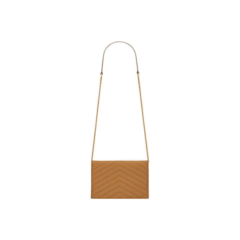 SAINT LAURENT ENVELOPE Cow Leather Envelope Bag Chain Wallet Shoulder Bag Crossbody Bag Regular Women's Dark Natural-2