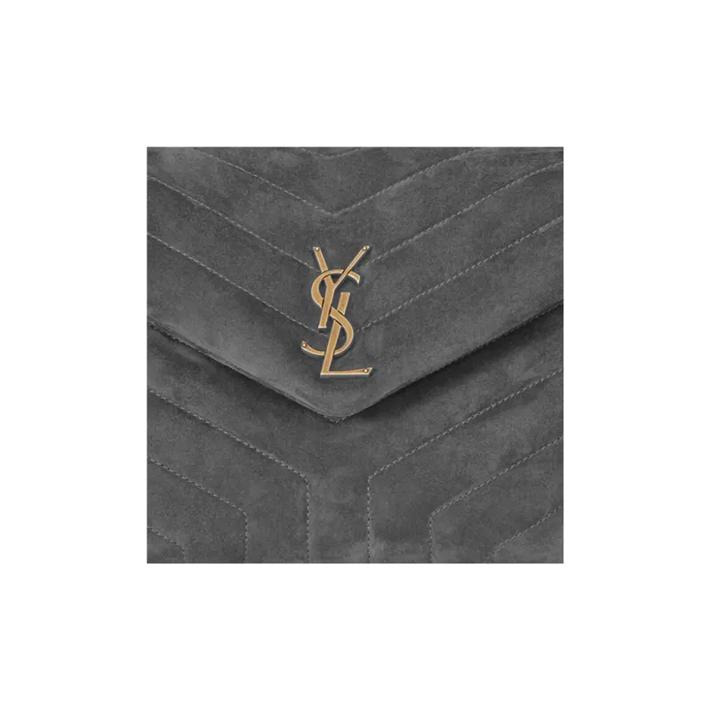 SAINT LAURENT LOULOU Calfskin Crossbody Bag, Shoulder Bag Women's Gray-5