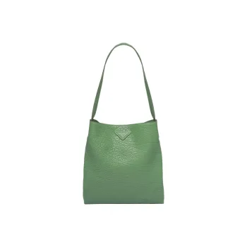 PRADA Leather Tote Bag Shopping Bag Shoulder Bag Handbag Men's Gray Green