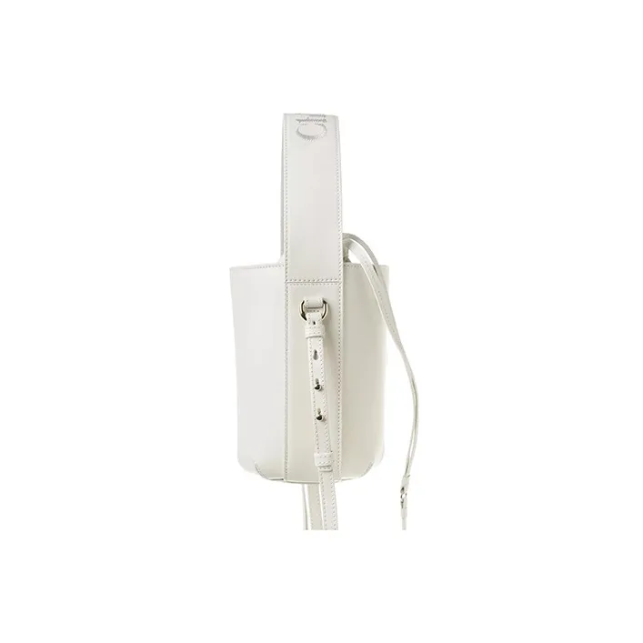 Chloe Smooth Calf Leather Bucket Bag, Handbag, Shoulder Bag, Crossbody Bag Regular Women's White-2