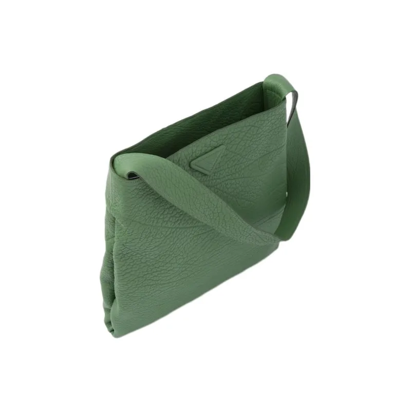 PRADA Leather Tote Bag Shopping Bag Shoulder Bag Handbag Men's Gray Green-2