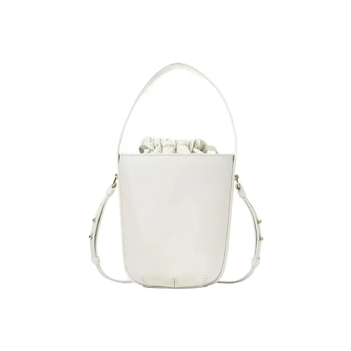 Chloe Smooth Calf Leather Bucket Bag, Handbag, Shoulder Bag, Crossbody Bag Regular Women's White-0