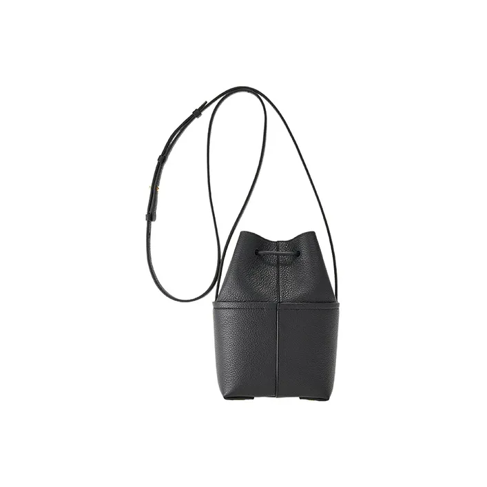 FERRAGAMO GANCINI Cow Leather Bucket Bags Shoulder Bag Crossbody Bag Mini Women's Black-2