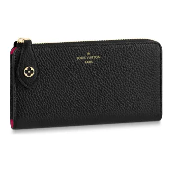 LOUIS VUITTON Grained Cow Leather Wallet Women's Black