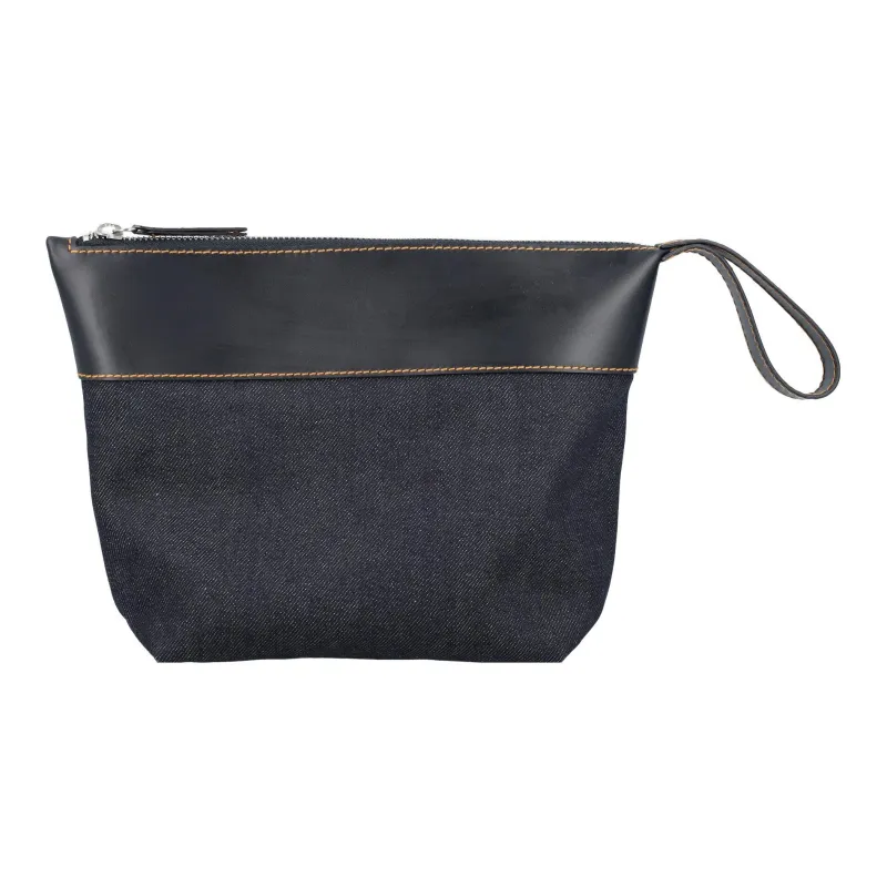 A.P.C Cotton With Cow Leather Wrist Bag Clutch Men's Black-1