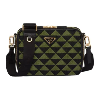 PRADA Symbole Jacquard Fabric Shoulder Bag Crossbody Bag Regular Men's Black/Ivy Green