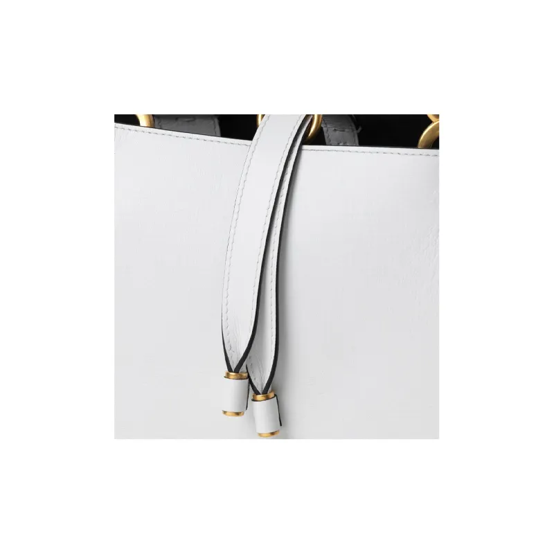 Chloe Marcie Grained Calfskin Tote Bag Shopping Bag Shoulder Bag Handbag Small Size Women's White-2
