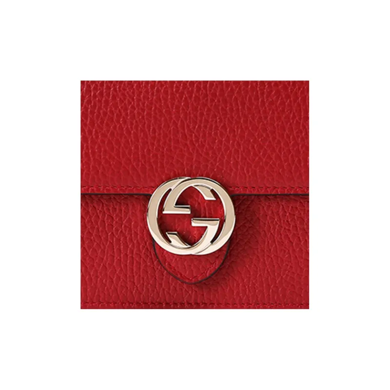 GUCCI Interlocking GG Crossbody Chain Wallet Red-3