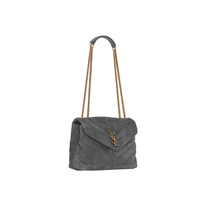 SAINT LAURENT LOULOU Calfskin Crossbody Bag, Shoulder Bag Women's Gray-1