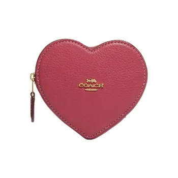 COACH Coin Case High Quality Pebbled Leather Coin Purse Women's Rouge Red
