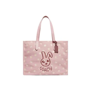COACH Tote Recycled Canvas With Recycled Leather Tote Bag Shopping Bag Canvas Bag Handbag Shoulder Bag Women's Pink
