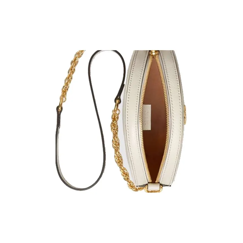 GUCCI Leather Round Bag, Crossbody Bag, Shoulder Bag Women's White-7