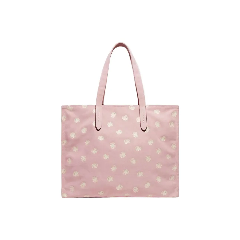 COACH Recycled Canvas With Recycled Leather Tote Bag, Shopping Bag, Canvas Bag, Handbag, Shoulder Bag Women's Pink-2