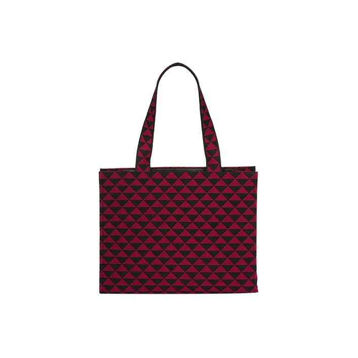 PRADA Symbole Embroidered Fabric Tote Bag Shopping Bag Shoulder Bag Handbag Regular Men's Black/Cherry Red-2