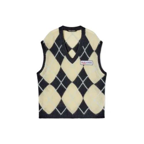 PALM ANGELS Logo-Patch Argyle Knitted Vest 