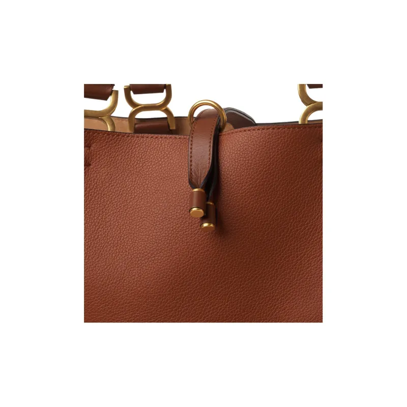 Chloe Marcie Grained Calfskin Tote Bag Shopping Bag Shoulder Bag Handbag Women's Tan-2