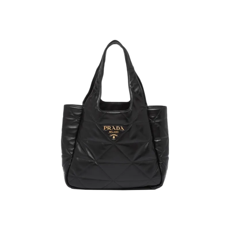 PRADA Soft Sheep Leather Tote Bag Shopping Bag Handbag Medium Size Women's Black-0