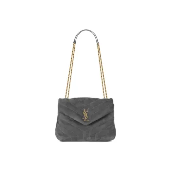 SAINT LAURENT LOULOU Calfskin Crossbody Bag, Shoulder Bag Women's Gray