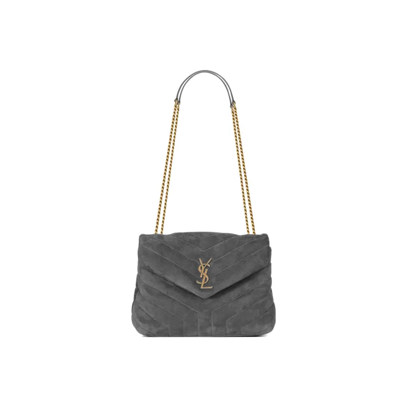 SAINT LAURENT LOULOU Calfskin Crossbody Bag, Shoulder Bag Women's Gray-0